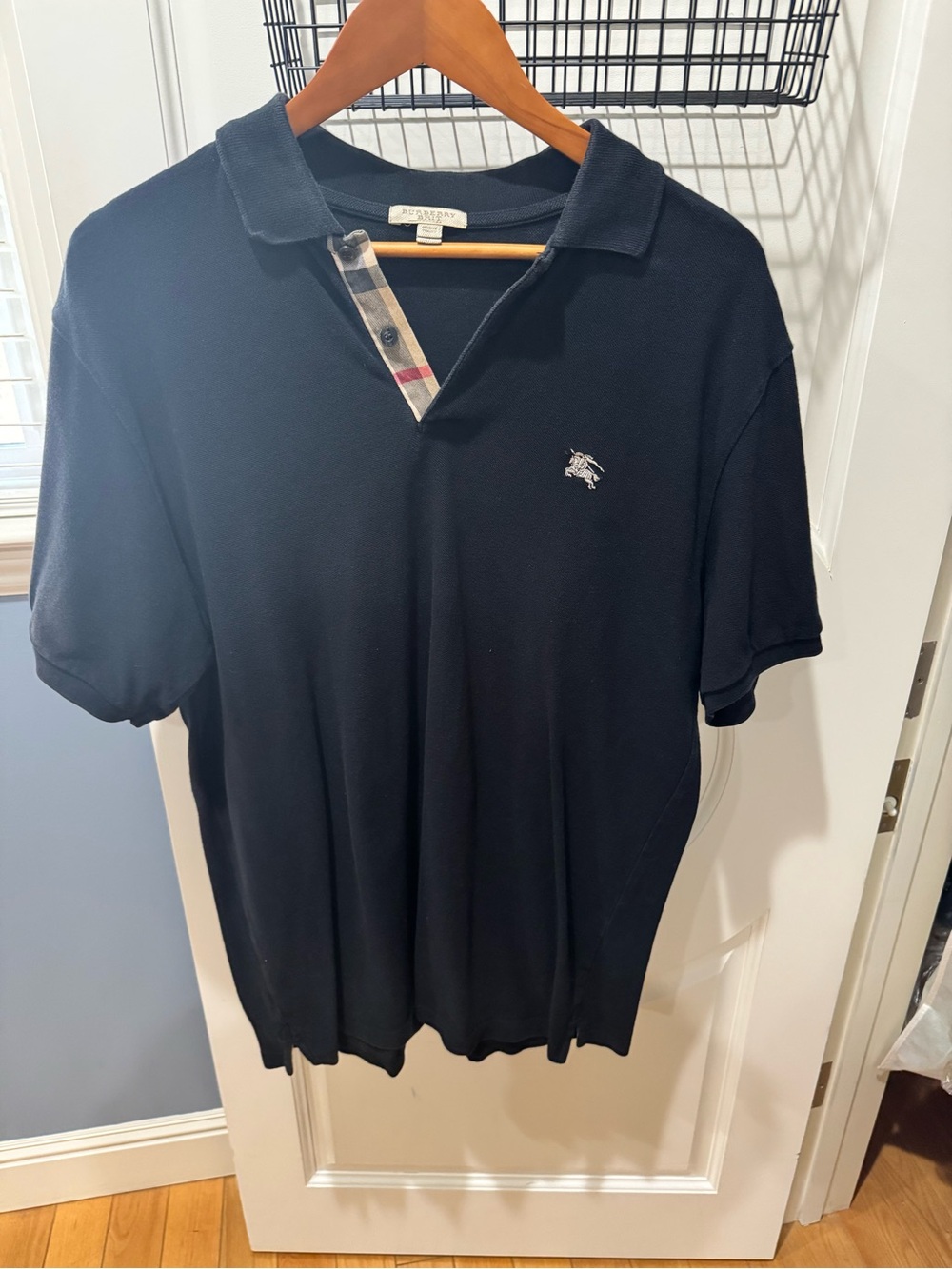 Burberry Black Polo with Signature Check Placket